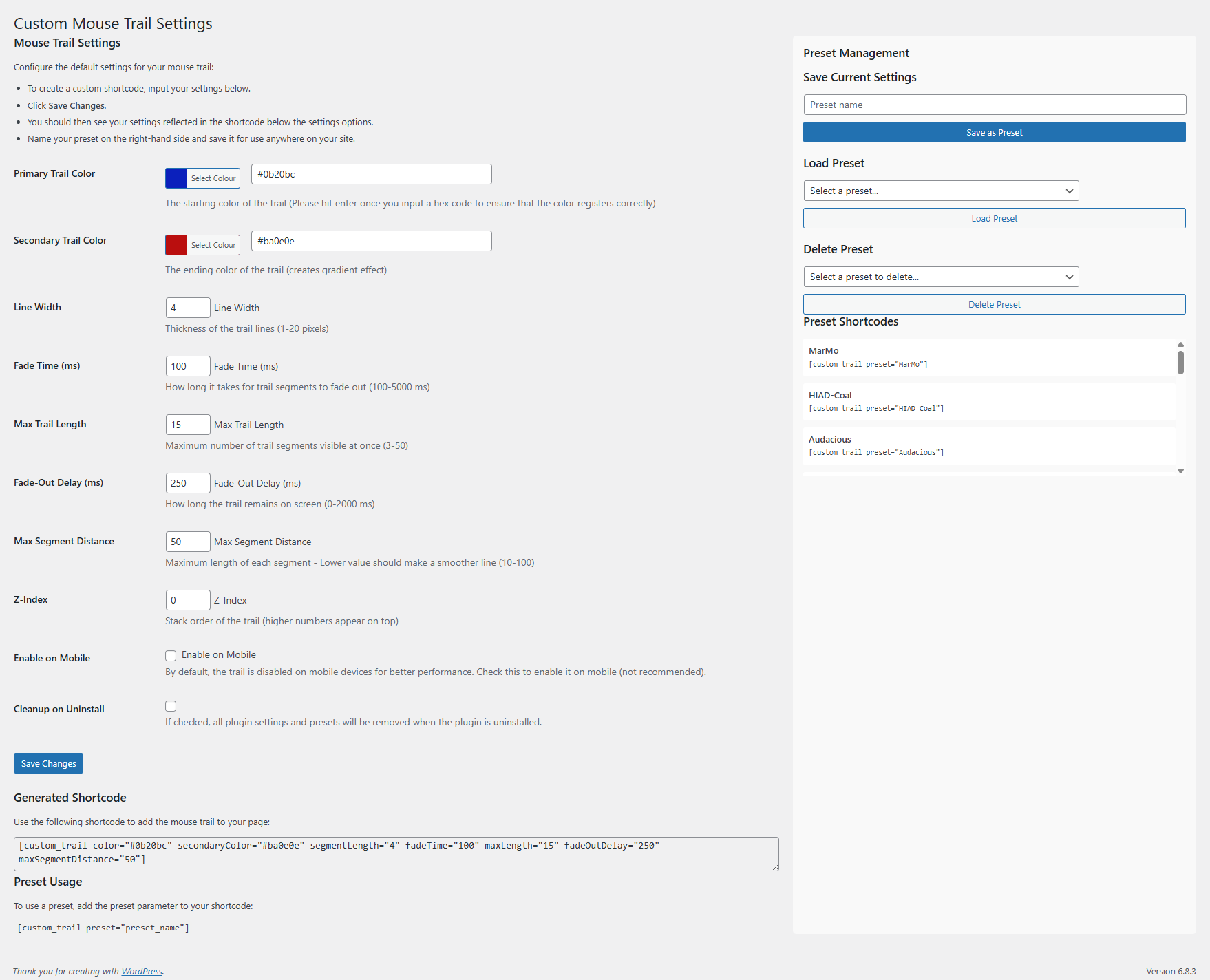 Custom Mouse Trail Plugin by Hey I'm a Designer
